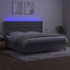 vidaXL Letto a Molle Materasso e LED Grigio Chiaro 200x200 cm Velluto