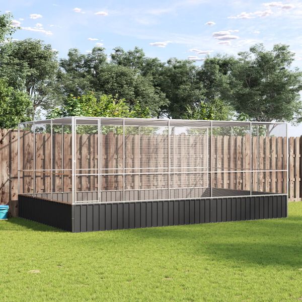 vidaXL Voliera con Estensione Argento 518x307x212 cm in Acciaio