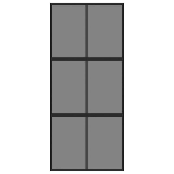 vidaXL Porta Scorrevole Nera 90x205 cm in Vetro Temperato e Alluminio