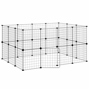 vidaXL Gabbia per Animali 28 Pannelli con Porta Nero 140x105x70 cm
