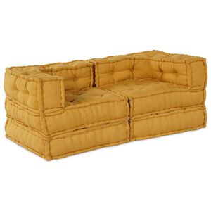 vidaXL Unit&agrave; di Divano Modulare 2 pz Tessuto Giallo 140 x 70 x 56 cm