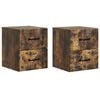 vidaXL Mobiletto da notte a muro 2 pz Rovere Fumo 34,5 x 33 x 40 cm