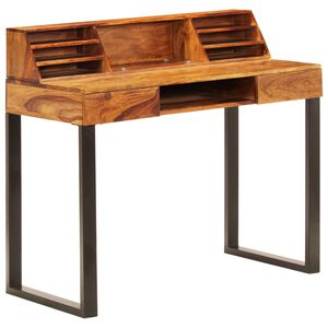 vidaXL Scrivania 110x50x94 cm Massello di Acacia e Acciaio