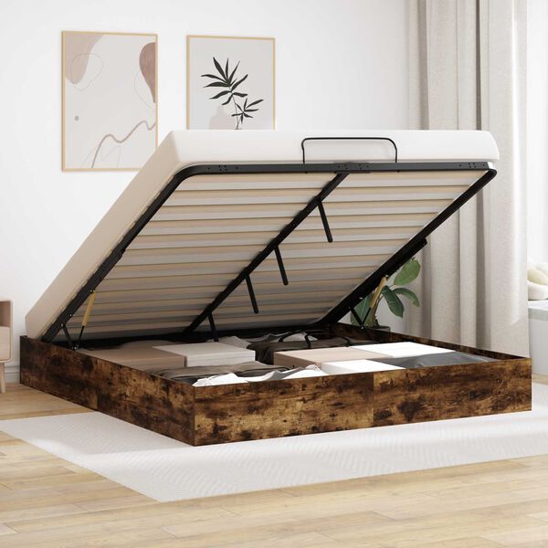 vidaXL Letto ottomano Quercia Affumicata 203 x 160 x 25 cm