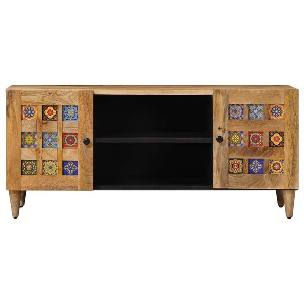 vidaXL Mobile TV Naturale 105 x 33,5 x 46 cm Legno di mango massello