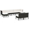 vidaXL Set Divani da Giardino 9 pz con Cuscini in Polyrattan Nero