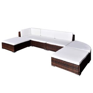 vidaXL Set Divani da Giardino 6 pz con Cuscini in Polyrattan Marrone