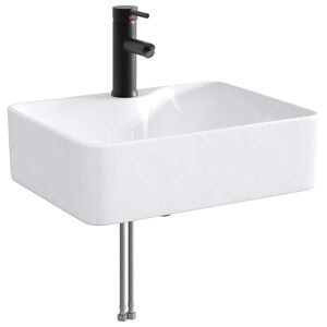 vidaXL Lavabo con rubinetto e scarico Nero Opaco 48,5 x 37,5 x 13 cm