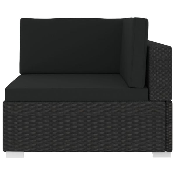 vidaXL Poltrona Modulare ad Angolo 1 pz con Cuscini in Polyrattan Nero