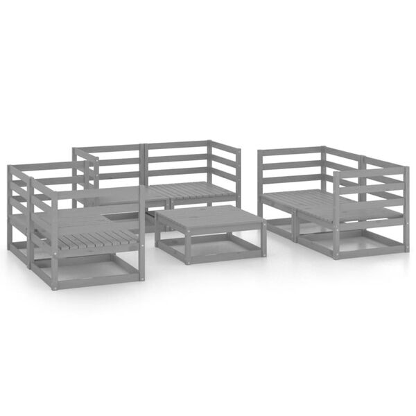 vidaXL Set Divani da Giardino 7 pz Grigio in Legno Massello di Pino