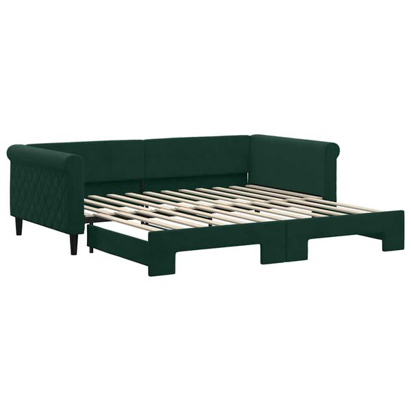 vidaXL Divano Letto con Letto Estraibile Verde Scuro 100x200cm Velluto