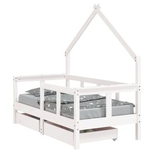 vidaXL Giroletto Bambini con Cassetti Bianco 70x140cm Massello di Pino