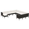 vidaXL Set Divani da Giardino 12 pz con Cuscini in Polyrattan Nero