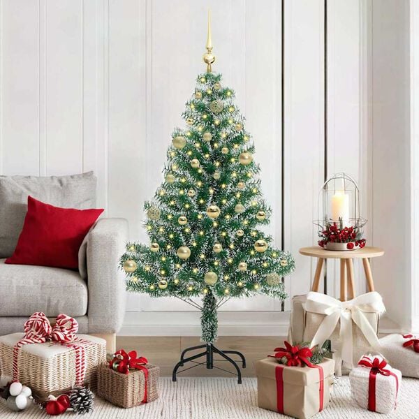 vidaXL Albero di Natale Artificiale Imbiancato con Luci LED 150 cm