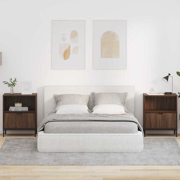 vidaXL Armadio da Notte 2 pcs Rovere marrone 49 x 36 x 61 cm
