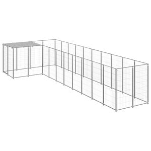 vidaXL Gabbia per Cani Argento 7,26 m&sup2; in Acciaio