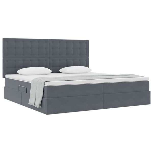 vidaXL Letto con contenitore e LED Grigio scuro 200 x 200 cm Velluto