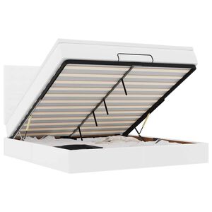 vidaXL Struttura Letto Pouf con Materasso Bianco 160x200 cm Similpelle