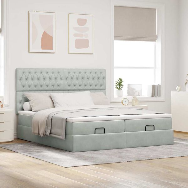 vidaXL Struttura Letto Pouf con Materassi 160x200 cm in Velluto