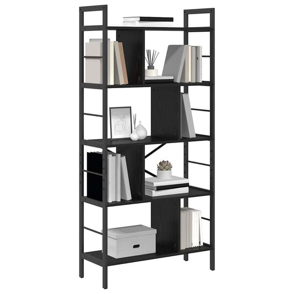 vidaXL Libreria Rovere Nero 75 x 30 x 156 cm Legno multistrato