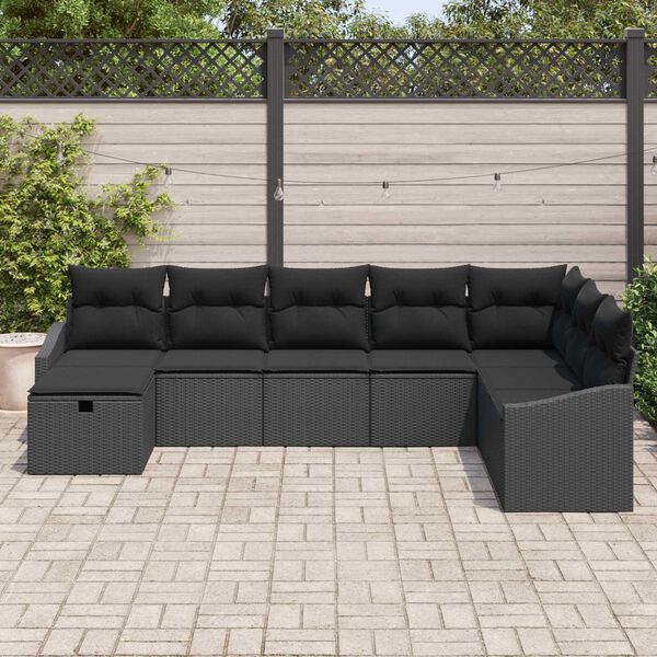 vidaXL Set Divano da Giardino con cuscino 8 pcs polyrattan