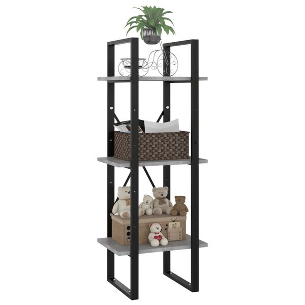 vidaXL Libreria 3 Ripiani Grigio Cemento 40x30x105cm Legno Multistrato