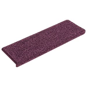 vidaXL Tappetini per scale 15 pz 65x21x4 cm Viola scuro con bordo rettangolare