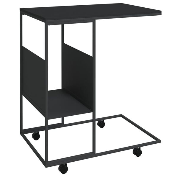 vidaXL Tavolino con Ruote Nero 55x36x63,5 cm in Legno Multistrato