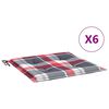 vidaXL Cuscini per Sedia 6 pz a Quadri Rossi 50x50x3 cm Tessuto Oxford
