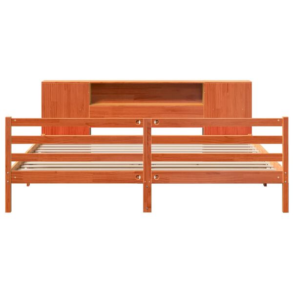vidaXL Letto Libreria senza Materasso Marrone Cera 180x200 cm in Pino