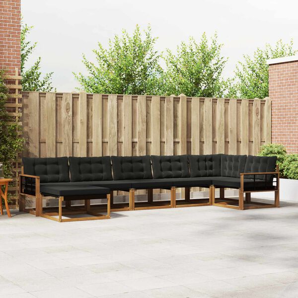 vidaXL Set di divani da esterno con cuscino 21 pcs Naturale e Nero