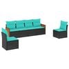 vidaXL Set Divani da Giardino 6 pz con Cuscini Nero in Polyrattan