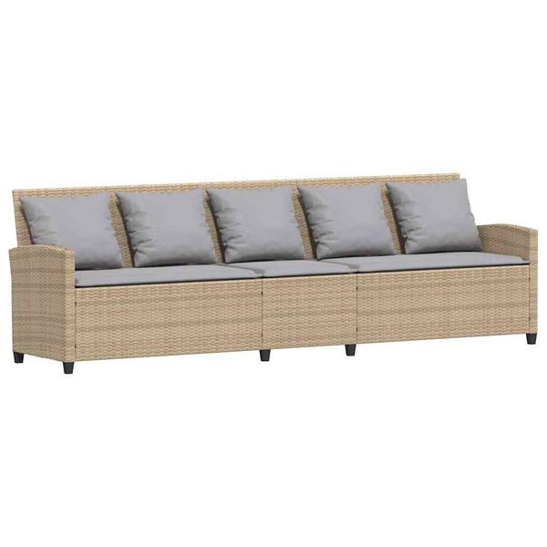 vidaXL Divano da Giardino con Cuscini a 5 Posti Beige in Polyrattan