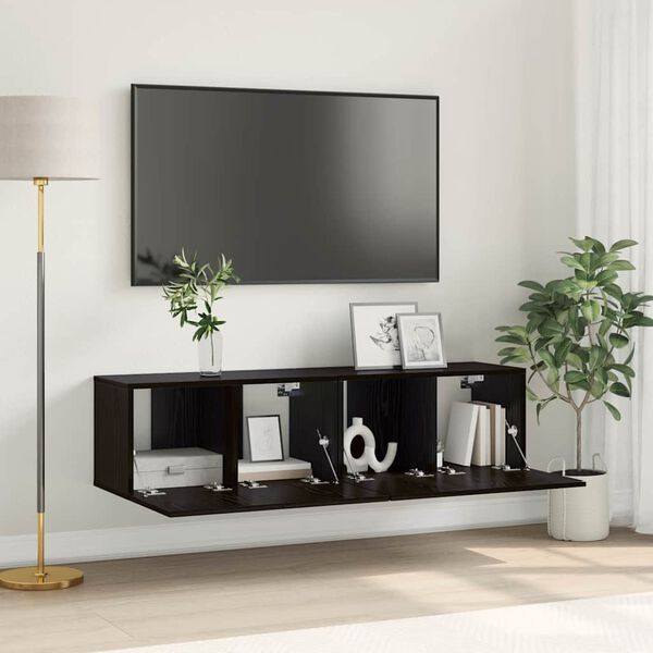 vidaXL Set mobile TV 2 pcs Nero 60 x 30 x 30 cm Legno multistrato