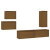 vidaXL Mobili Porta TV 5 pz Marrone Ambra in Legno Massello di Pino