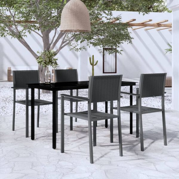 vidaXL Set da Pranzo da Giardino 5 pz Nero