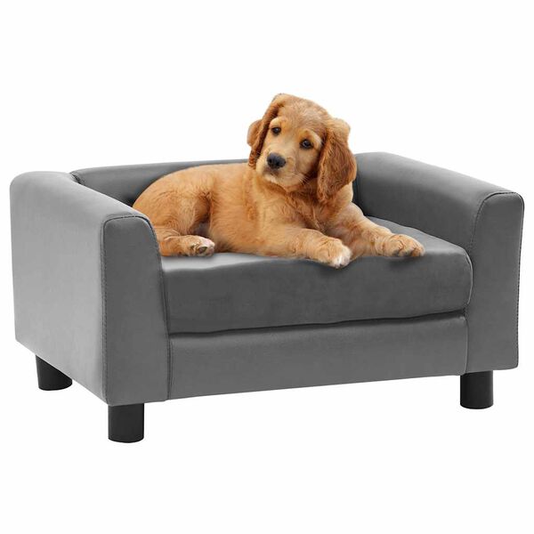 vidaXL Divano per Cani Grigio 60x43x30 cm in Peluche e Similpelle