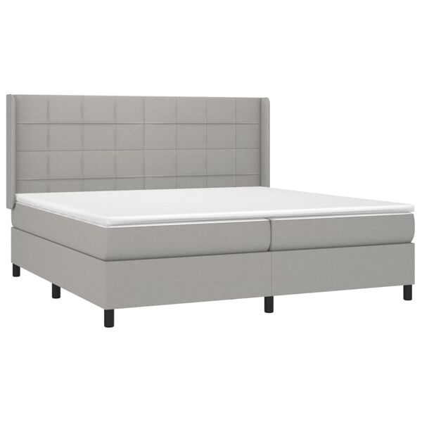 vidaXL Letto a Molle Materasso e LED Grigio Chiaro 200x200 cm Tessuto