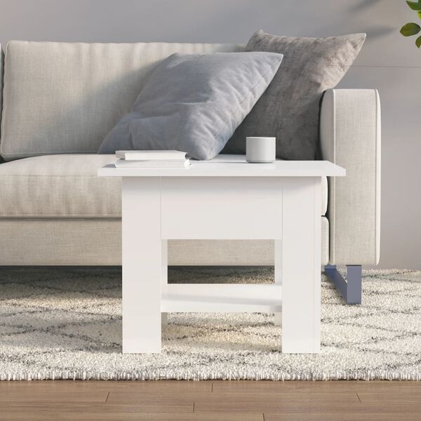 vidaXL Tavolino da Salotto Bianco Lucido 55x55x42 cm Legno Multistrato