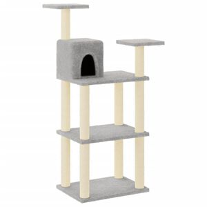 vidaXL Albero per Gatti con Tiragraffi in Sisal Grigio Chiaro 118,5 cm