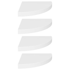 vidaXL Scaffali Angolari a Parete 4 pz Bianchi 35x35x3,8 cm in MDF