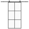 vidaXL Porta Scorrevole con Ferramenta Nera 102x205 cm in Vetro ESG