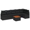 vidaXL Set Divano da Giardino con cuscino 7 pcs Nero Poly Rattan