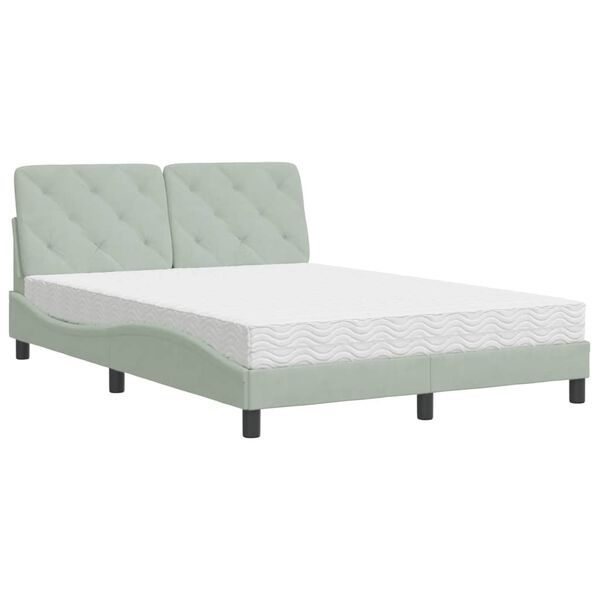 vidaXL Letto con Materasso Grigio Chiaro 140x200 cm in Velluto