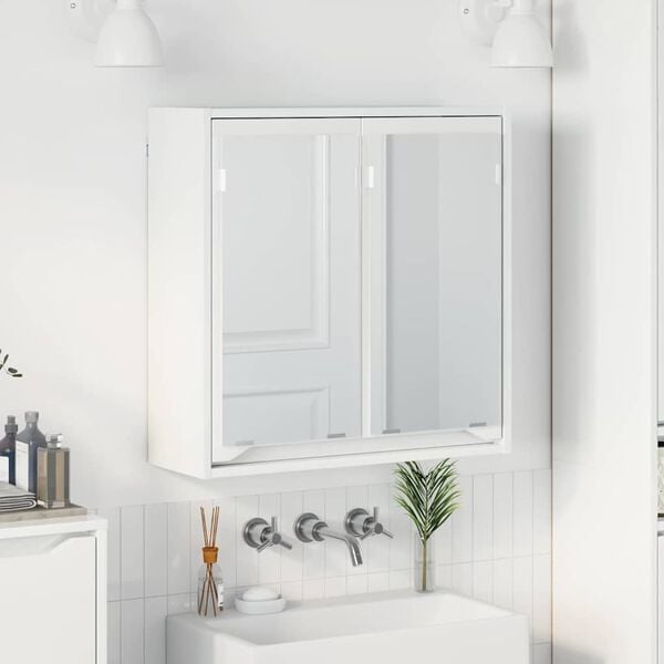 vidaXL Mobiletto per specchio da bagno Bianco Lucido 60 x 20 x 60 cm