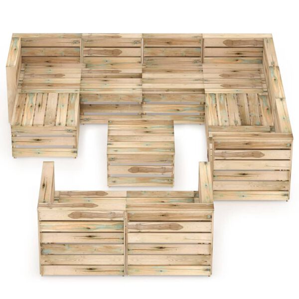vidaXL Set Salotto da Giardino 10 pz in Legno di Pino Impregnato Verde