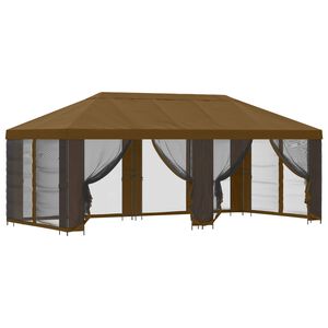 vidaXL Gazebo da giardino con pareti laterali 6 x 3 m Tortora