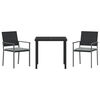 vidaXL Set da Pranzo per Giardino 3 pcs Nero Poly Rattan