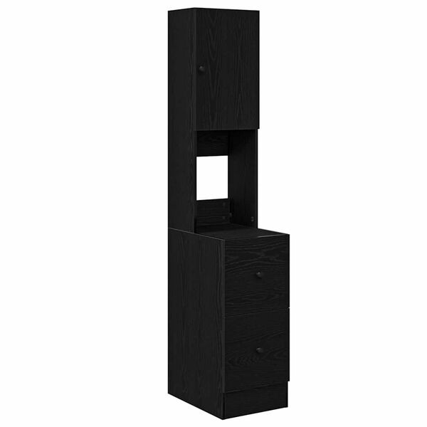 vidaXL Credenza da cucina con cassetto Rovere Nero 32 x 50 x 180 cm