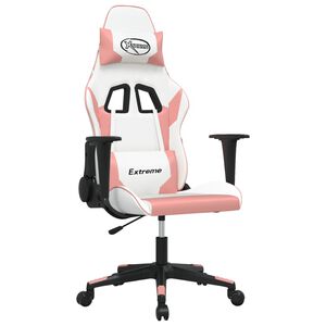 vidaXL Sedia da Gaming Bianco e Rosa in Similpelle